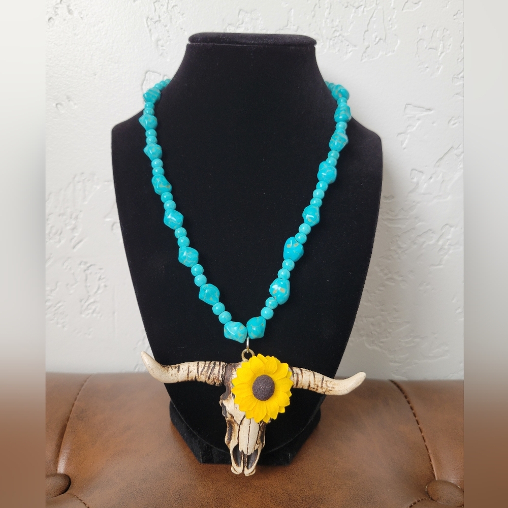 Turquoise cow necklace